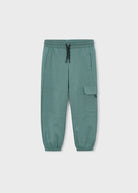 Pantaloni cargo bambino verde con tasca laterale, elasticizzati e pratici per ogni occasione