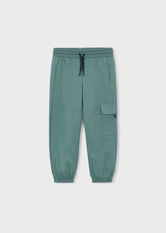 Pantaloni cargo bambino verde con tasca laterale, elasticizzati e pratici per ogni occasione
