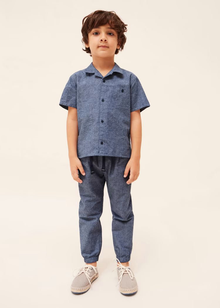 Pantalone lungo jogger lino bambino Mayoral azzurro - ErreGiModaBimbo