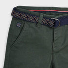 Pantaloni bambino Mayoral tessuto rigato verde con cintura - ErreGiModaBimbo