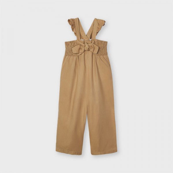 Pantloni salopette bambina Mayoral Jumpsuit fiocco caramello - ErreGiModaBimbo