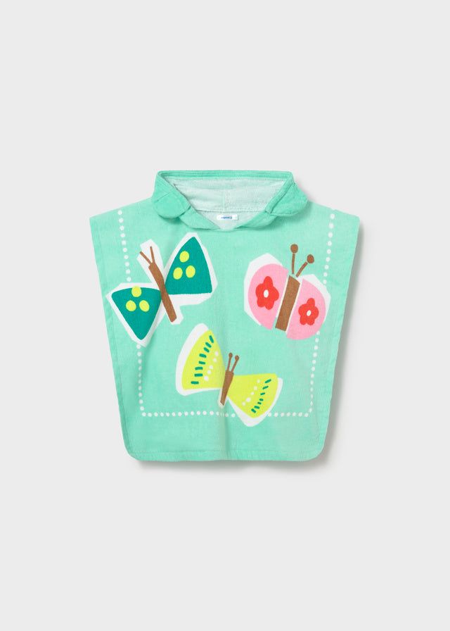 Poncho asciugamano mare con cappuccio neonata Mayoral farfalle turchese Mayoral 12 Mesi 80cm