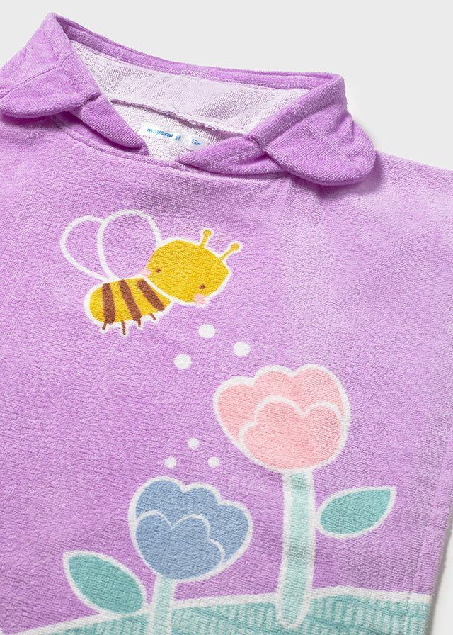 Poncho asciugamano mare con cappuccio neonata Mayoral tulipani lilla Mayoral 12 Mesi 80cm