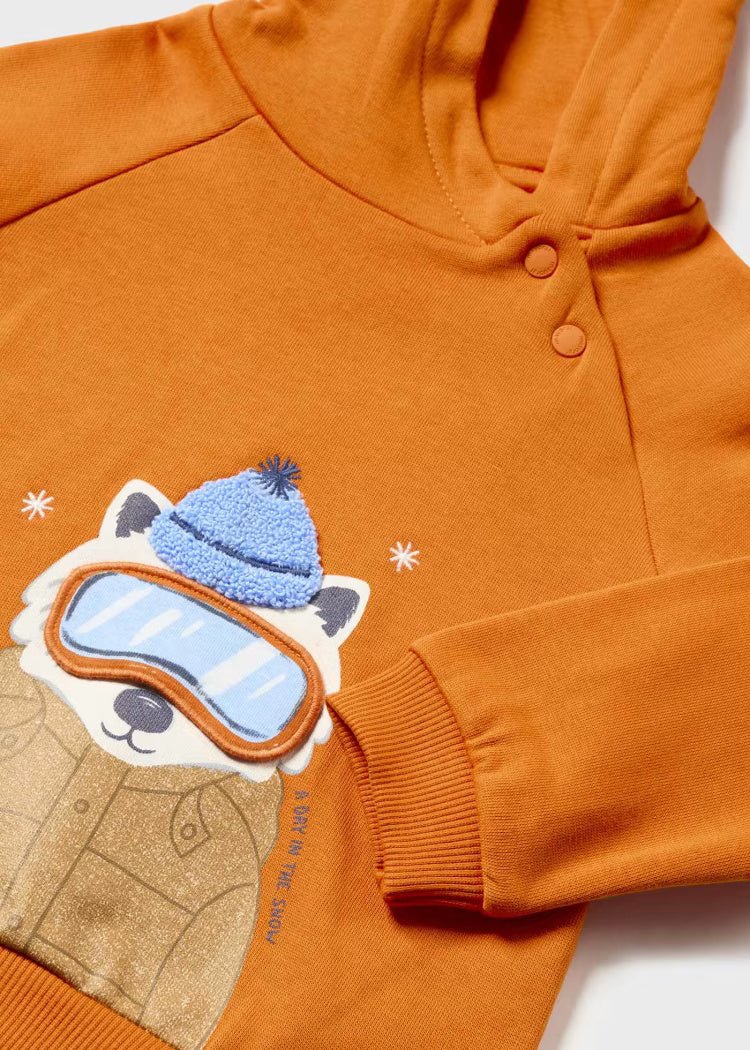 Pullover con cappuccoi neonato Mayoral verde orsetto Play - ErreGiModaBimbo