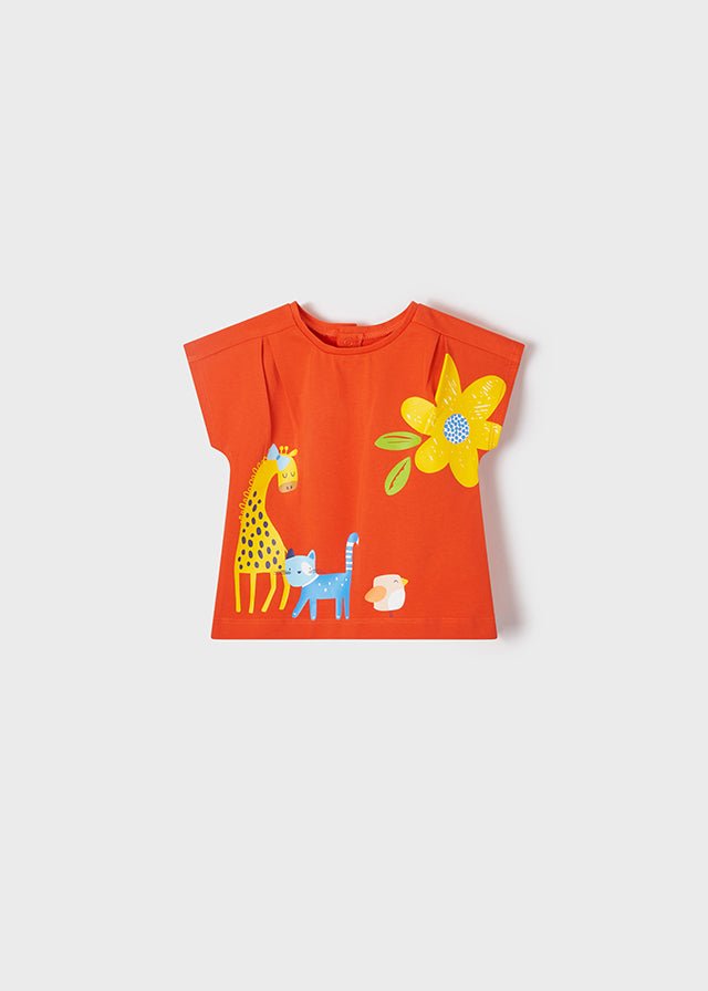 Set 2 T-Shirt neonato Mayoral arancio stampa giraffa - ErreGiModaBimbo