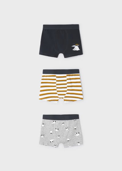 Set 3 Boxer cotone bambino Mayoral "Orso" Grigio - ErreGiModaBimbo