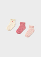 Set 3 calzini corti neonata Mayoral cuori rosa e panna Mayoral 6 Mesi 68cm