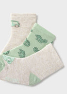 Set 3 calzini corti neonato Mayoral camaleonte verde e pietra Mayoral 6 Mesi 68cm