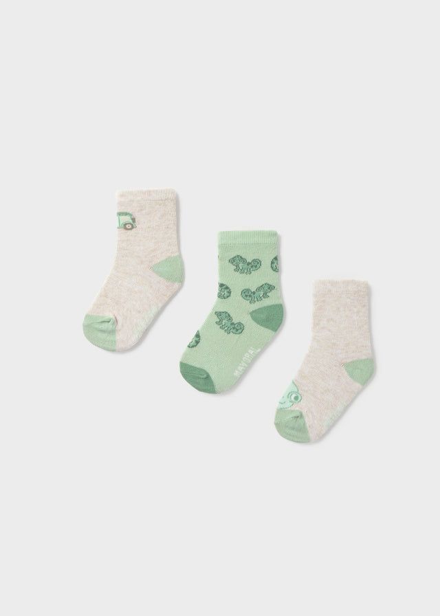 Set 3 calzini corti neonato Mayoral camaleonte verde e pietra Mayoral 6 Mesi 68cm