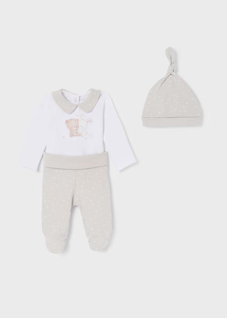 Set 3 pezzi neonati unisex colore neutro fresco cotone Mayoral Newborn - ErreGiModaBimbo