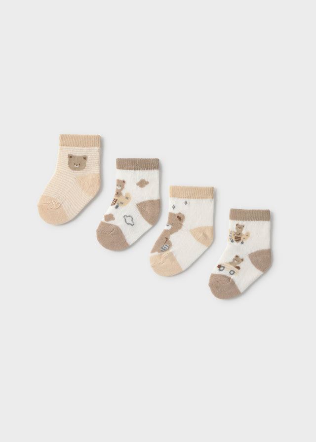 Set 4 calzini corti orsetti neonato Mayoral Newborn beige Mayoral 0 Mesi 55cm
