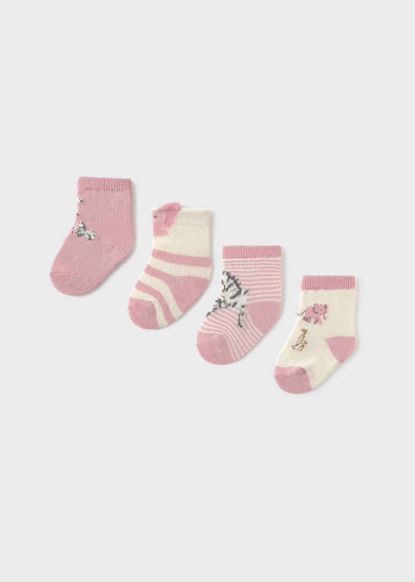 Set 4 paia calzini caldo cotone neonata Mayoral Newborn Safari rosa Mayoral 0 Mesi 55cm