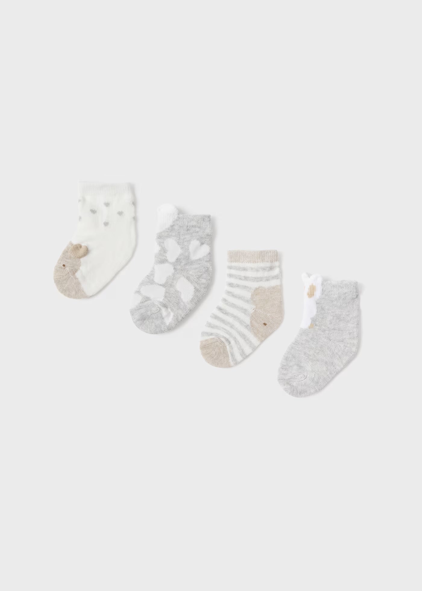 Set 4 paia calzini fresco cotone organico neonata Mayoral Newborn beige-grigio Mayoral Neutri