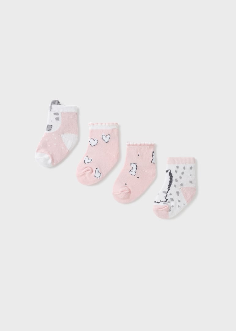 Set 4 paia calzini neonata Mayoral Newborn con stampa giraffa rosa - ErreGiModaBimbo