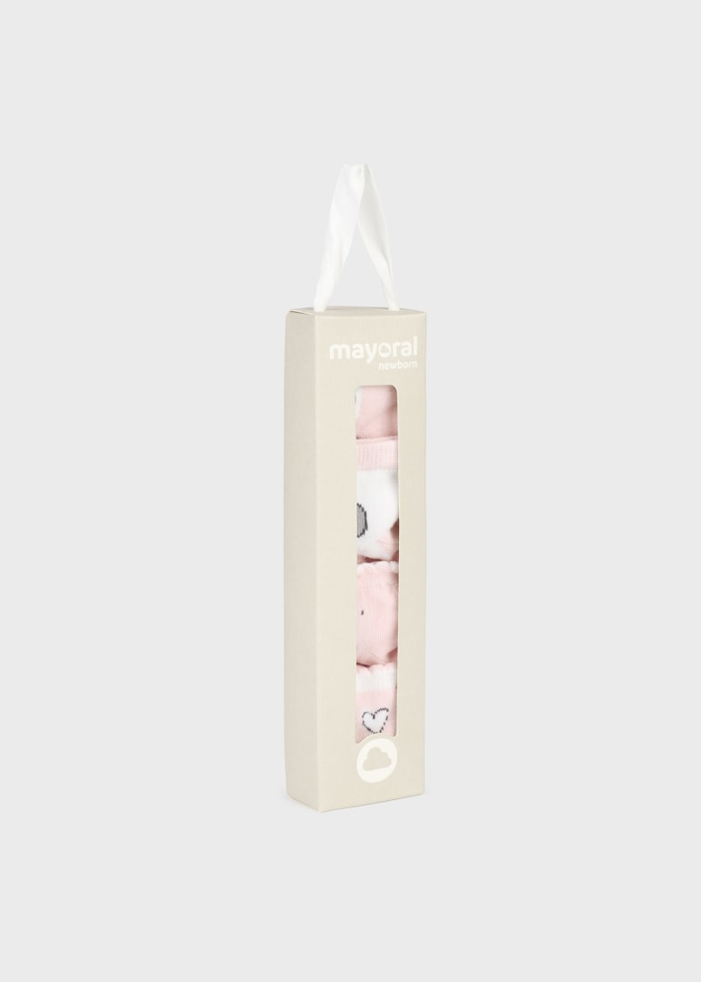 Set 4 paia calzini neonata Mayoral Newborn con stampa giraffa rosa - ErreGiModaBimbo