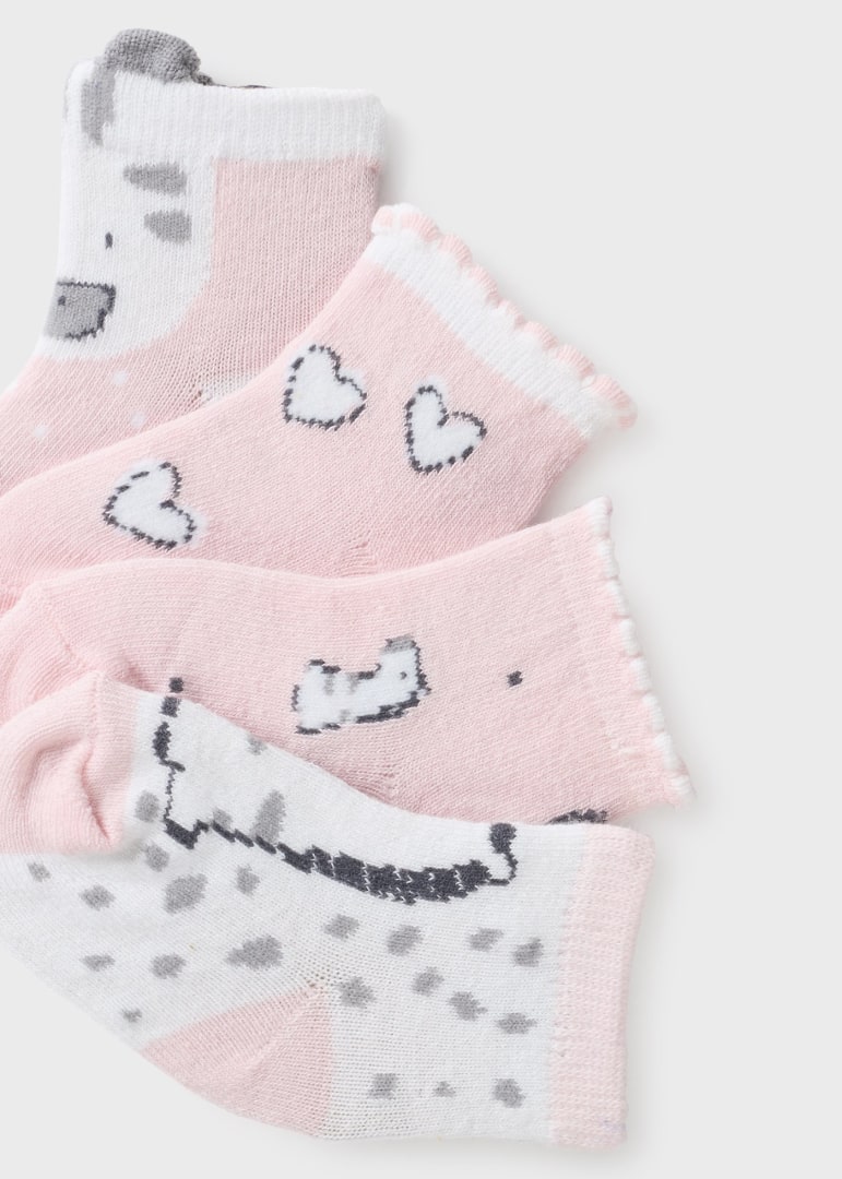 Set 4 paia calzini neonata Mayoral Newborn con stampa giraffa rosa - ErreGiModaBimbo
