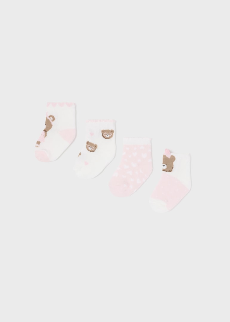 Set 4 paia calzini neonata Mayoral Newborn con stampa orsetti rosa - ErreGiModaBimbo
