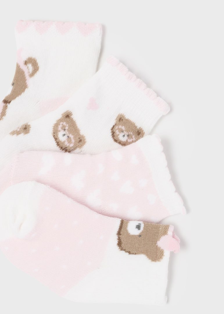 Set 4 paia calzini neonata Mayoral Newborn con stampa orsetti rosa - ErreGiModaBimbo
