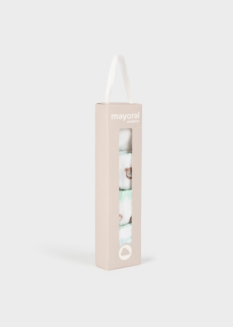 Set 4 paia calzini neonata Mayoral Newborn con stampa orsetti verde - ErreGiModaBimbo