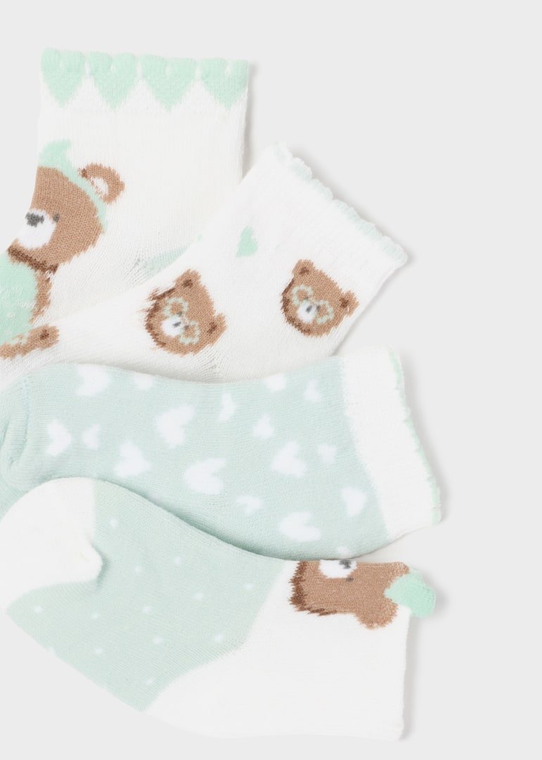 Set 4 paia calzini neonata Mayoral Newborn con stampa orsetti verde - ErreGiModaBimbo