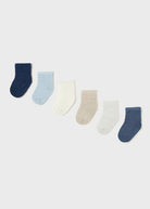 Set 6 calzini caldo cotone neonati Mayoral Newborn costine blu Mayoral Blu