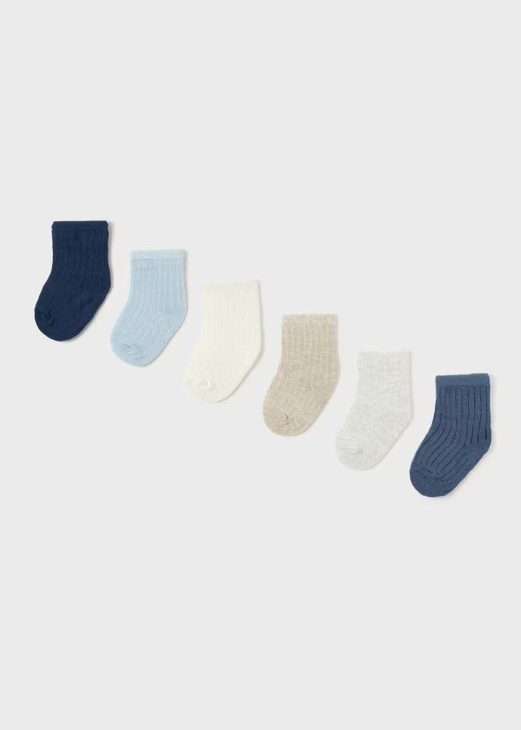 Set 6 calzini caldo cotone neonati Mayoral Newborn costine blu Mayoral Blu