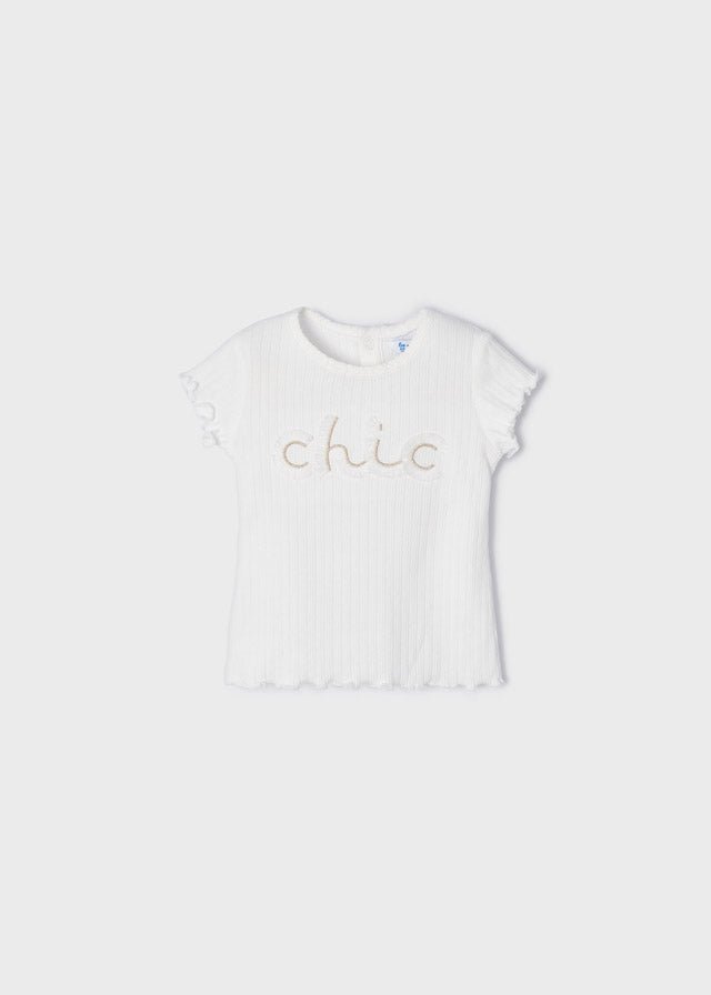 T-shirt arricciata bianca neonata Mayoral Chic - ErreGiModaBimbo