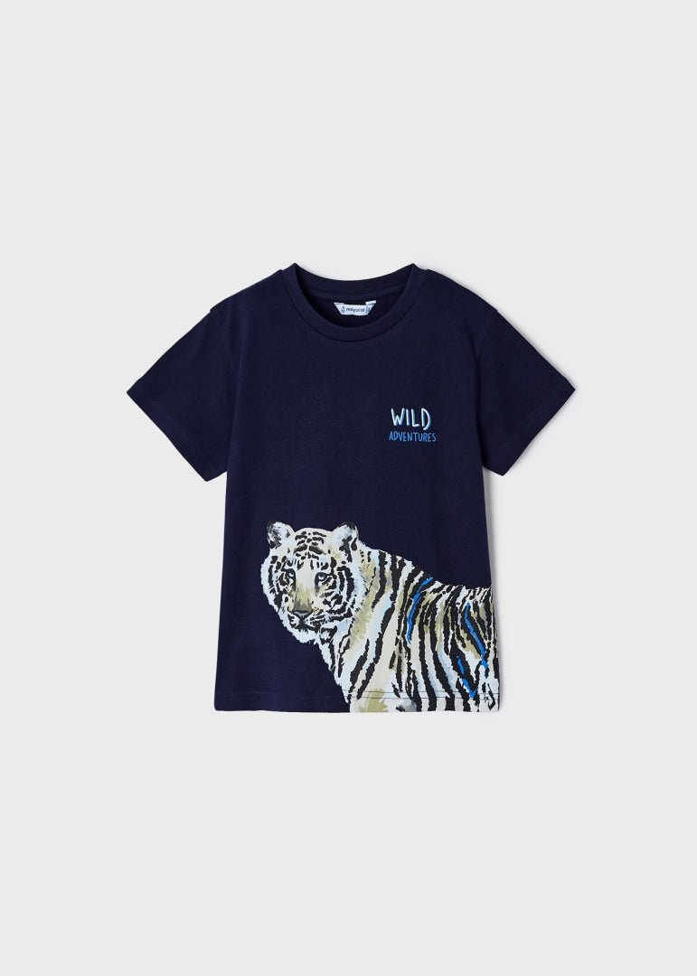 T-shirt bambino Mayoral cotone sotenibile "Wild" blu - ErreGiModaBimbo