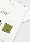 T-shirt interattiva skater fit neonato Mayoral bianca "Dino Friends" - ErreGiModaBimbo