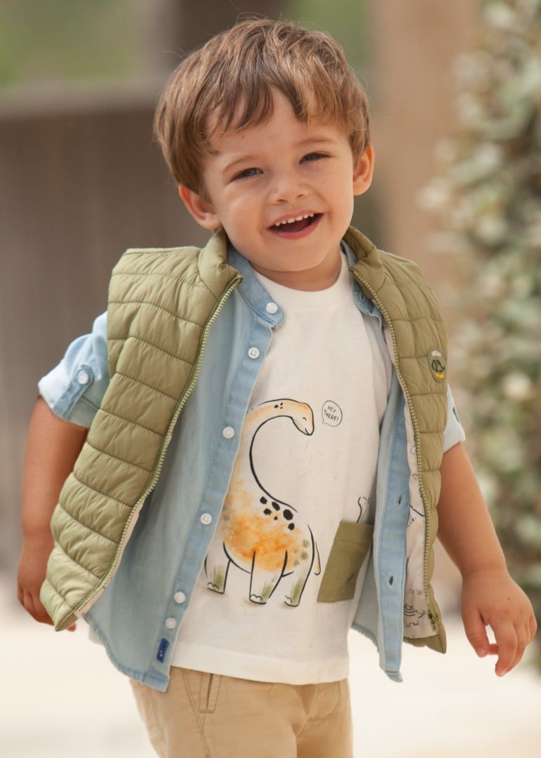 T-shirt interattiva skater fit neonato Mayoral bianca "Dino Friends" - ErreGiModaBimbo