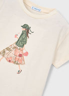 T-shirt Bambina Panna con Grafica City Girl Mayoral 2 Anni 92cm