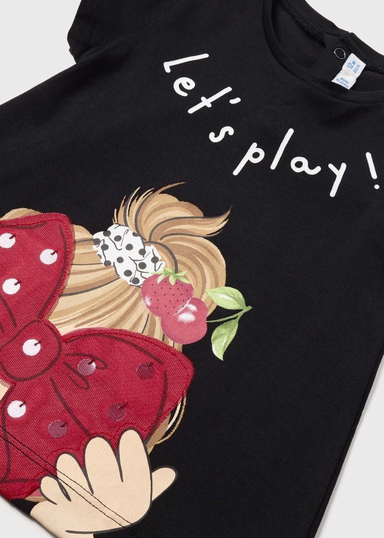 T-shirt neonata Mayoral con stampa "Let's play" nera - ErreGiModaBimbo