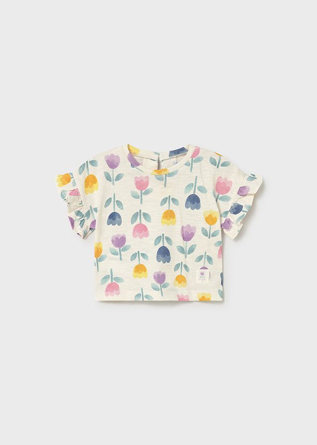 T-shirt neonata Mayoral in cotone a fantasia tulipani Mayoral 6 Mesi 68cm