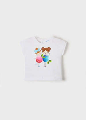 T-shirt neonata Mayoral Newborn bianca stampata - ErreGiModaBimbo