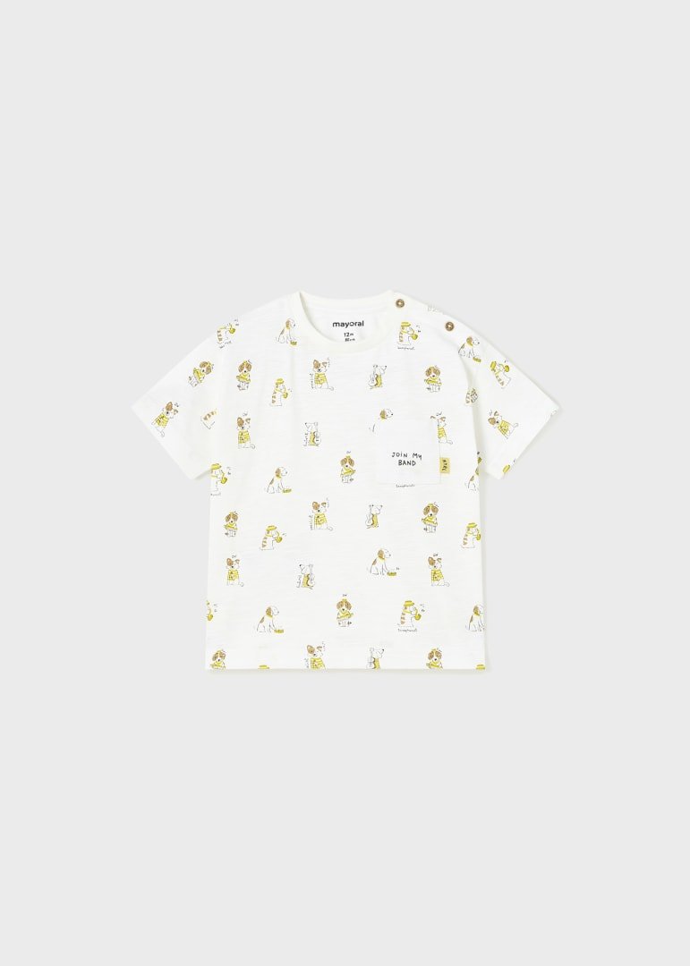 T-shirt neonato Mayoral bianca stampa cani - ErreGiModaBimbo