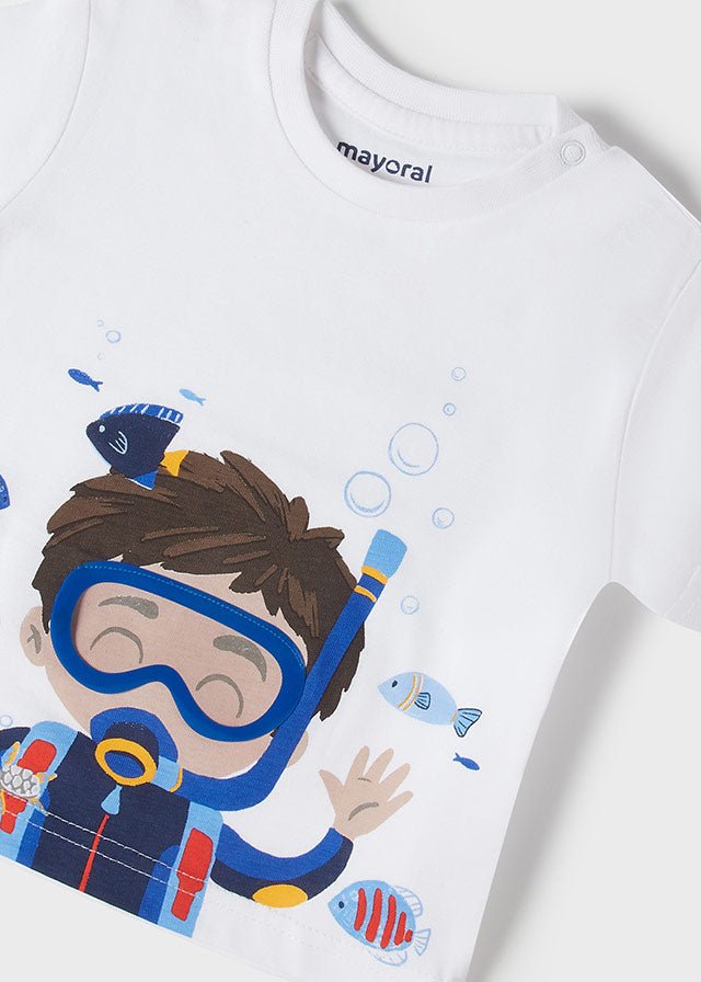 T-Shirt neonato Mayoral bianca stampa sub - ErreGiModaBimbo