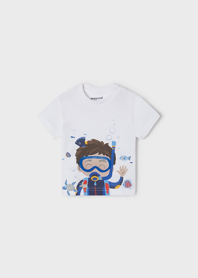 T-Shirt neonato Mayoral bianca stampa sub - ErreGiModaBimbo