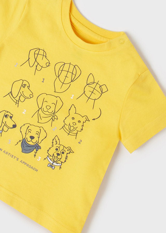 T-Shirt neonato Mayoral gialla cani artisti - ErreGiModaBimbo