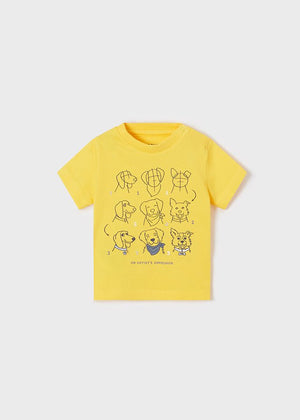 T-Shirt neonato Mayoral gialla cani artisti - ErreGiModaBimbo