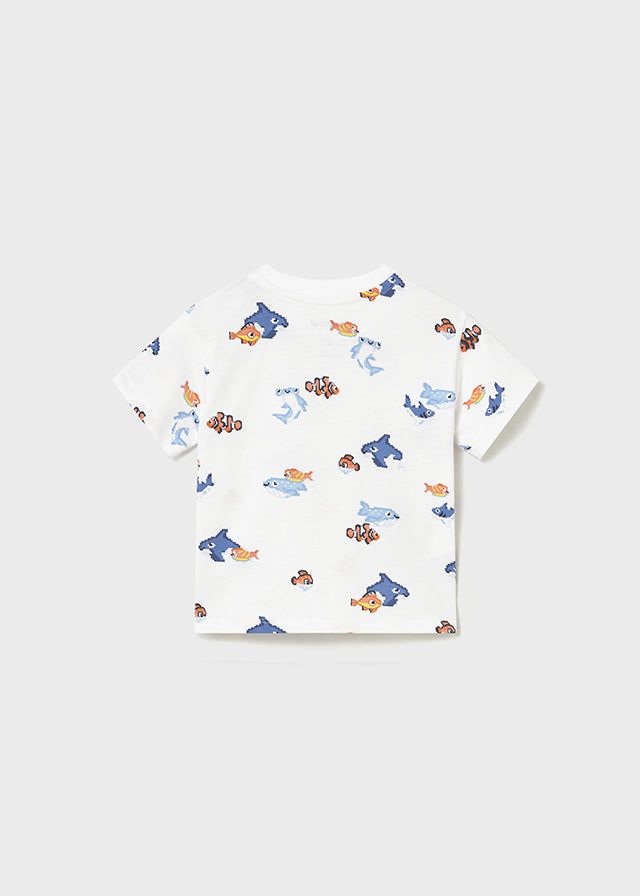 T-shirt neonato pesci pixel Mayoral in Azzurro e Bianco Mayoral 6 Mesi 68cm