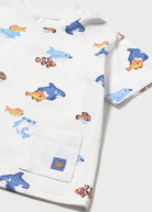 T-shirt neonato pesci pixel Mayoral in Azzurro e Bianco Mayoral 6 Mesi 68cm