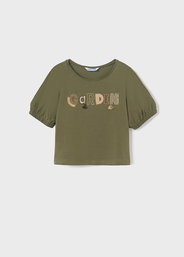 T-Shirt ragazza Mayoral verde "GARDEN" - ErreGiModaBimbo