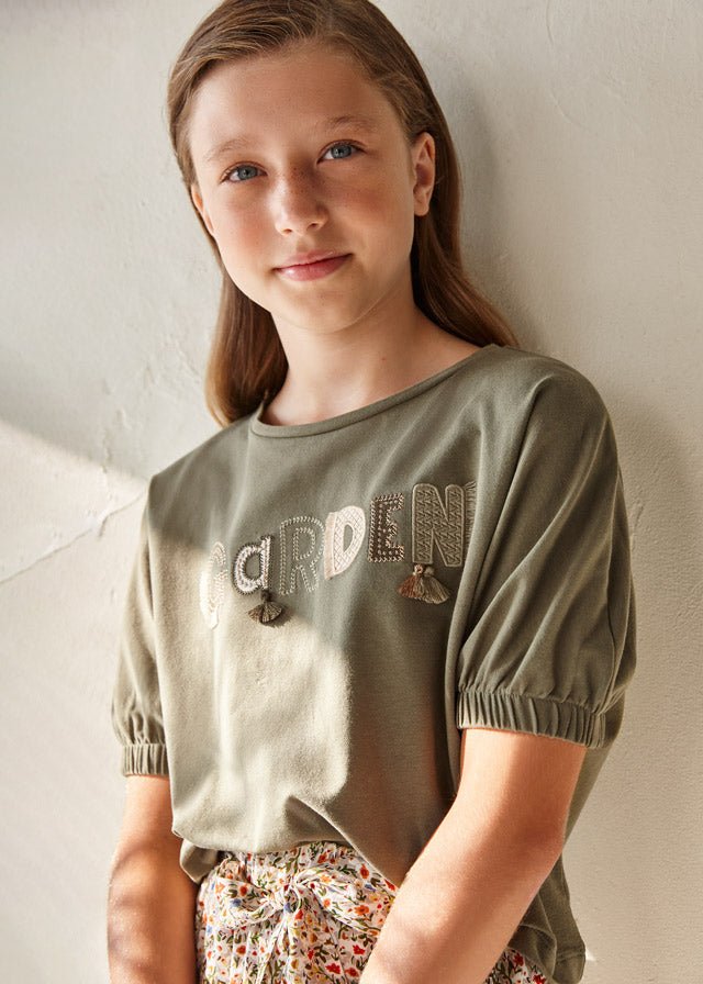 T-Shirt ragazza Mayoral verde "GARDEN" - ErreGiModaBimbo