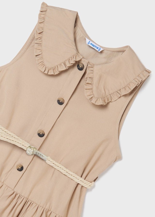 Tuta ragazza Mayoral beige con cintura abbinata - ErreGiModaBimbo