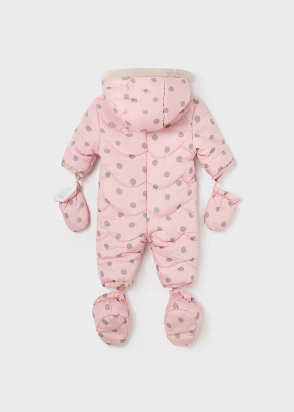 Tuta termica rosa stampa pois beoge neonata Mayoral Newborn - ErreGiModaBimbo