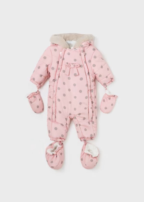Tuta termica rosa stampa pois beoge neonata Mayoral Newborn - ErreGiModaBimbo