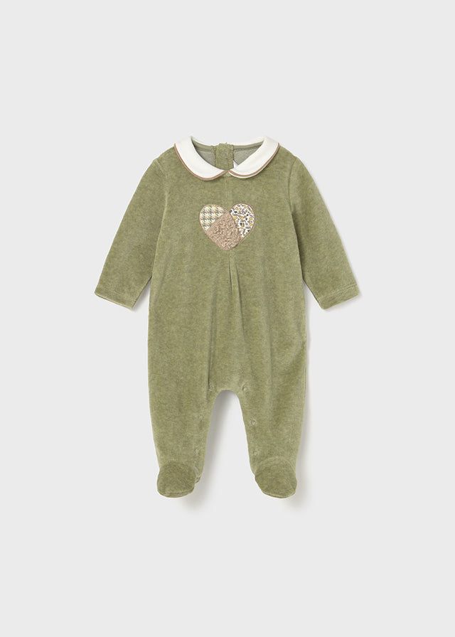 Tutina in ciniglia neonata Mayoral Newborn Cuori verde o panna Mayoral 0-1 Mesi 55cm