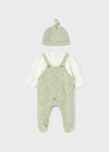 Tutina neonato verde Mayoral effetto salopette con cappello - ErreGiModaBimbo