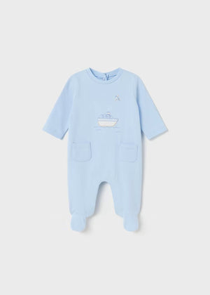 Tutina-pigiama motivo barca fresco cotone neonato Mayoral Newborn Cielo - ErreGiModaBimbo