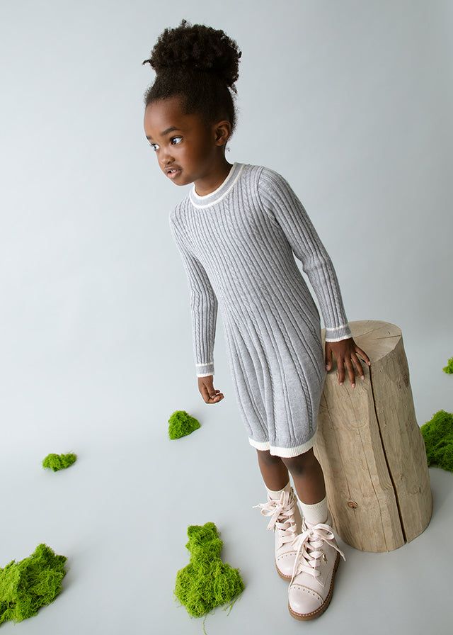 Vestito a costine tricot bambina Mayoral grigio perla Mayoral 2 Anni 92cm